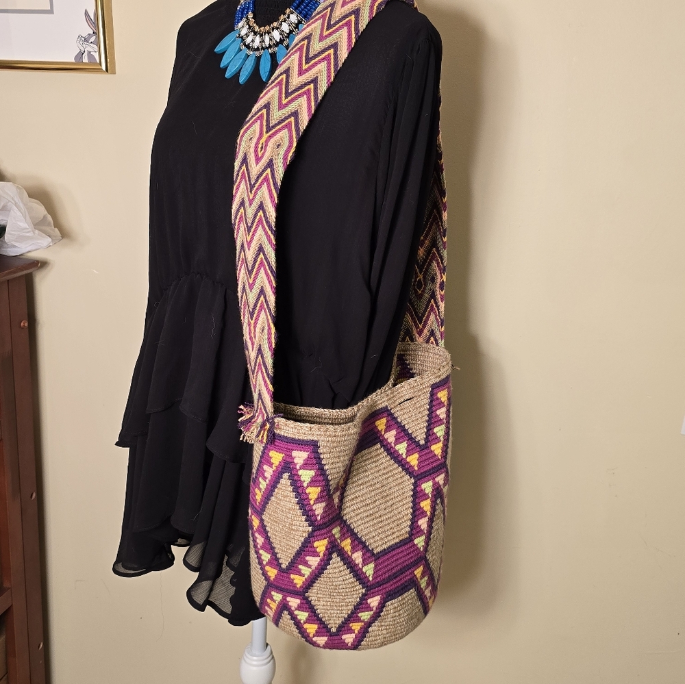 Wayuu Mochilla Boho Bag Handmade Tribal Purse Crochet Weave Crossbody